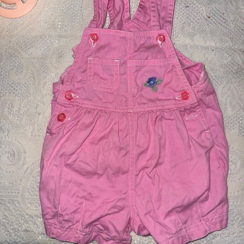 Y2K Pink Kids Short Bubble Overalls